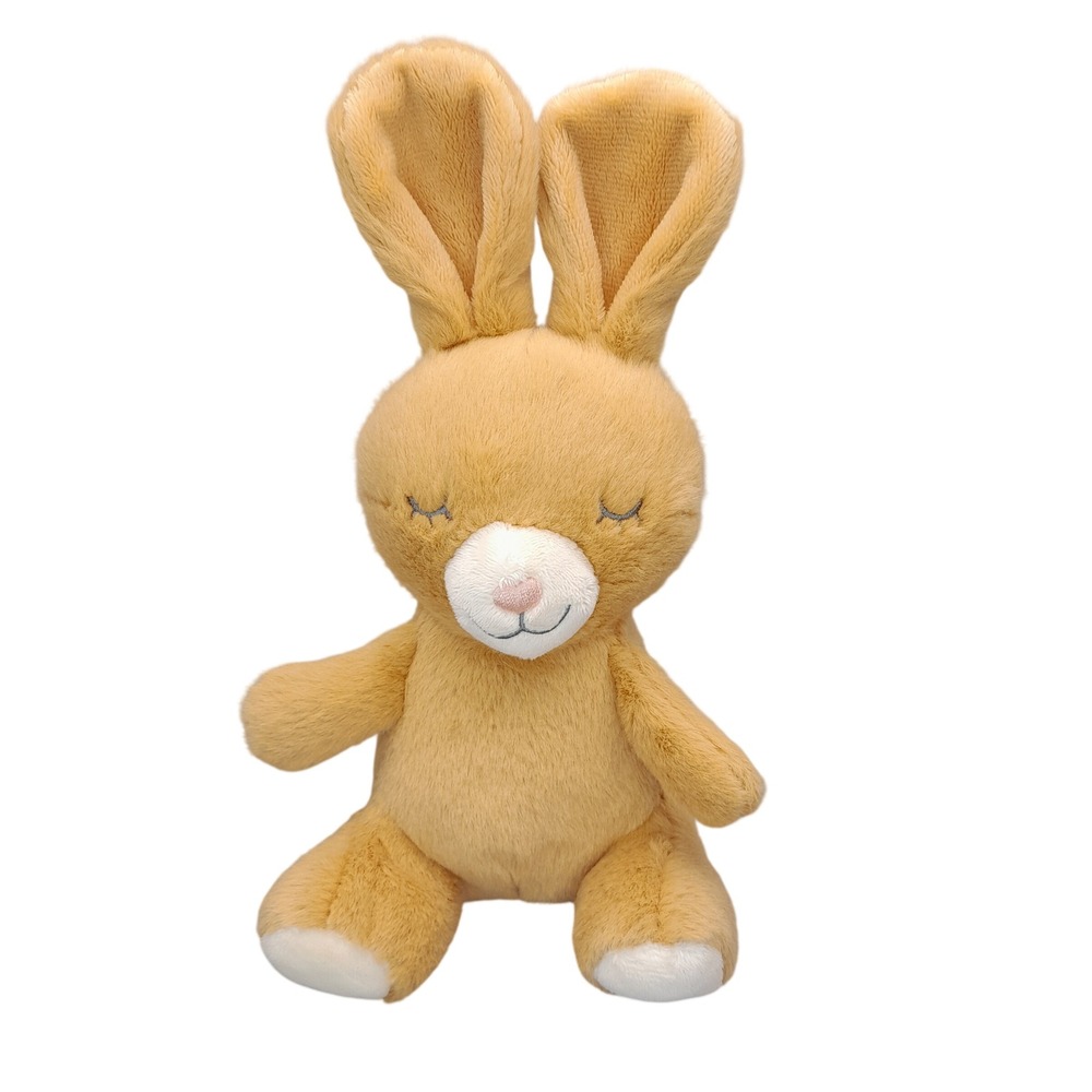 Pearhead Tan Plush Bunny Rabbit Sleeping Eyes Stuffed Animal 74158 8.5 Inch
